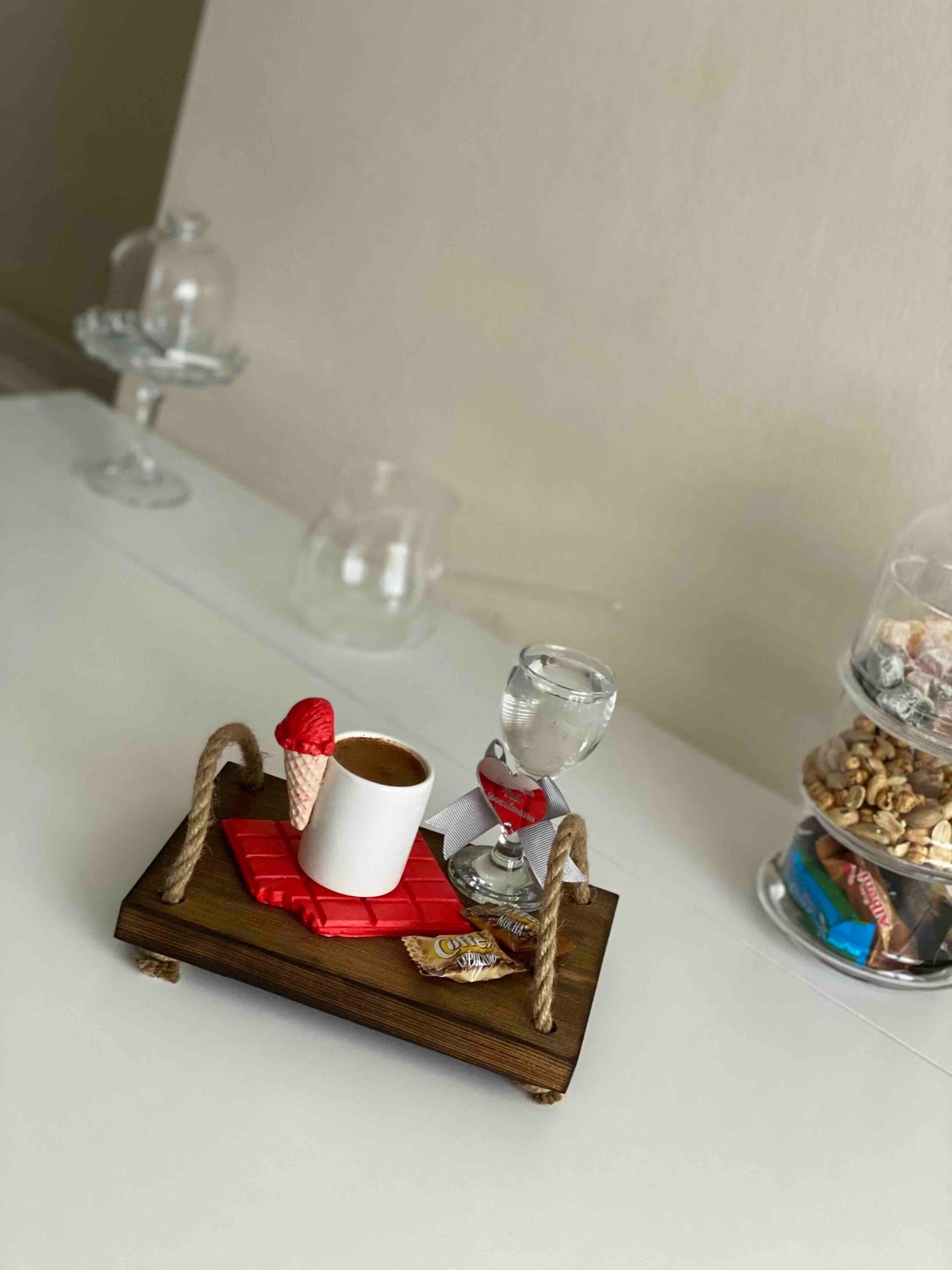 Dekorativt brett til sofabord 2 STK