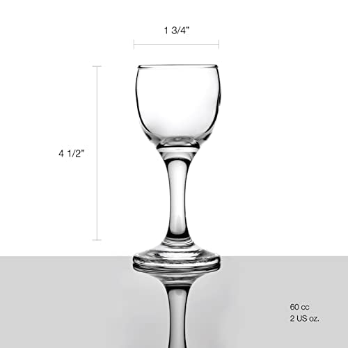 Pasabahce Premimum Shot Glasses Set of 6 - Bistro Cordial & Liqueur Extra Mini Glasses 2 oz (60 cc)