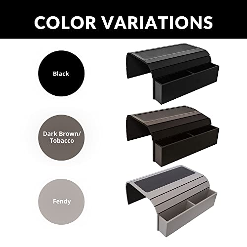 Bankdienblad - Afstandsbediening en houder voor mobiele telefoon, bankarmleuning met zakken. Geschikt voor vierkante armleuningen