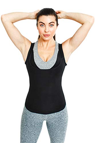 Sweat Shaper Premium treningssern for kvinner slankende polymer badstuevest (XX-Large-3X-Large, svart)