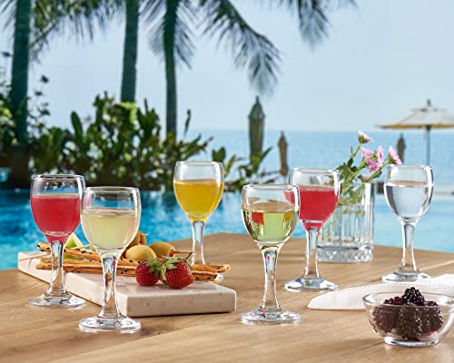 Pasabahce Premimum Shot Glasses Set of 6 - Bistro Cordial & Liqueur Extra Mini Glasses 2 oz (60 cc)