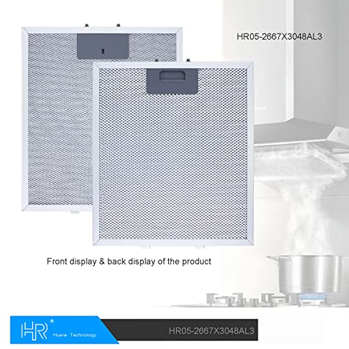 W10169961A Utskifting av hettefilter, passer til Whirlpool, Ikea, Kitchen Aid, Jenn Air, 3-lags aluminium Mesh hetteventilasjonsfilter 10,5x12 tommer, HR Huare teknologi aluminiumsvifte fettfiltre, 2 pakke