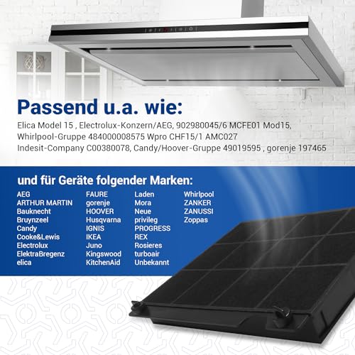 Cooker Hood Filter CDA Charcoal Elica 9029793818 484000008575 E3CFE15 AMC027 Mod.15 F003333 F00418SE Carbon Filter 230x210 mm