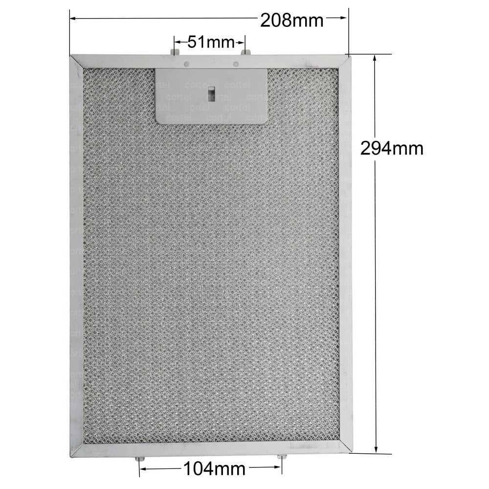 9188437001 Cooker Hood Mesh Filter 294x208 mm Beko ADV5180I, ADV5500, ADV5600, ADV5720, ADV5810, ADV5900, ADV9910I