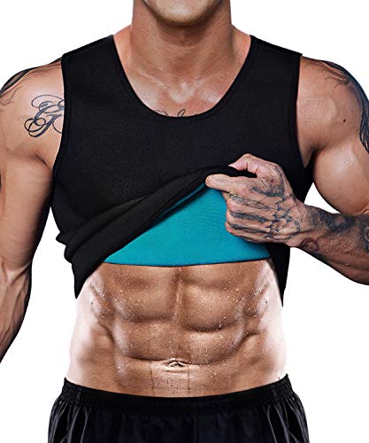 NonEcho Men Neoprene Waist Trainer Sauna Vest Gym Hot Sweat Tank Top Workout Shirt Shapewear Body Shaper No Zipper