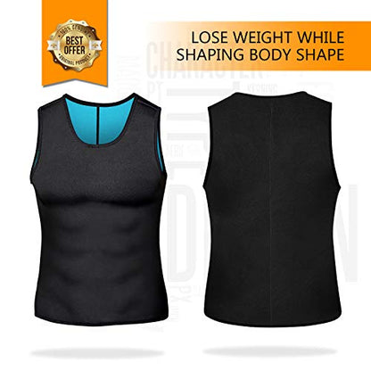 NonEcho Menn Neopren Midjetrener Sauna Vest Gym Hot Sweat Tank Top Treningsskjorte Shapewear Body Shaper Ingen glidelås