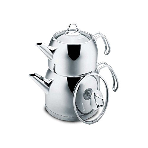 Korkmaz Provita Maxi Capsulated Turkish Tea Pot Set with Ergonomic Handle, Polish Finish