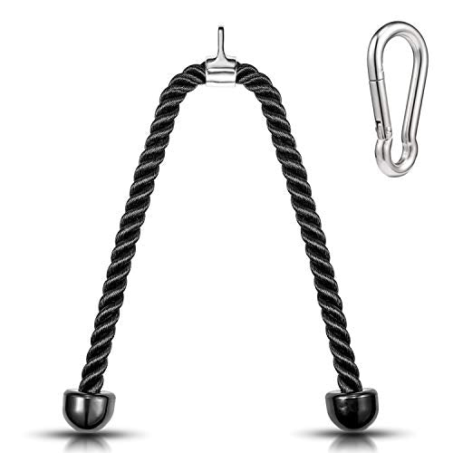 36-inch Length Tricep Rope Pull Down Fitness Cable Attachment with Stainless Steel Snap Hook (36-inch)