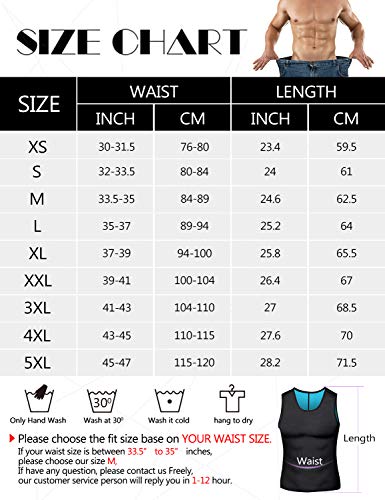 NonEcho Men Neoprene Waist Trainer Sauna Vest Gym Hot Sweat Tank Top Workout Shirt Shapewear Body Shaper No Zipper