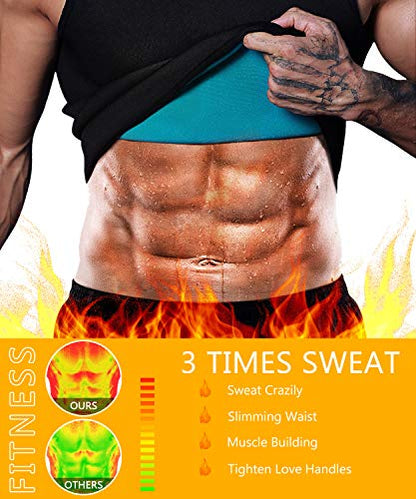 NonEcho Menn Neopren Midjetrener Sauna Vest Gym Hot Sweat Tank Top Treningsskjorte Shapewear Body Shaper Ingen glidelås