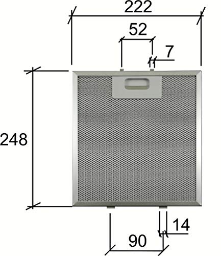 482000031147 Dunstabzugsfilter - 248 x 222 mm - 480122102126 C00344909, 50299664008, GF04MC Whirlpool, Bauknecht, Elica, Electrolux