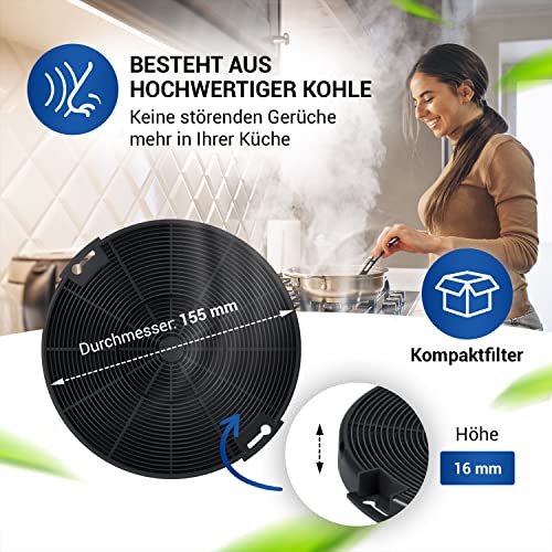 Kohlefilter Dunstabzugshaube 2Stk 155mmØ Ersatz für AEG Aktivkohlefilter 405509371/2 - Filter für Dunstabzugshauben Zanussi, AEG, Beko