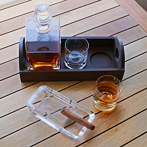 Pasabahce Large Heavy Glass Cigar Ashtray for Men, Outdoor Ash Tray for Patio, Cigar Lovers Gift Set for Smokers Mens (Rectangular Large)