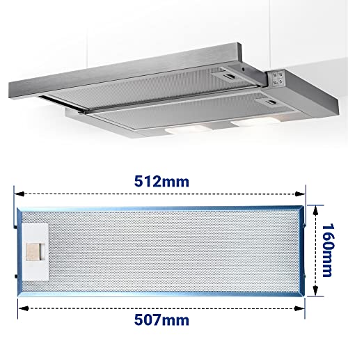 Set 2x Fettfilter Dunstabzugshaube Ersatz für AEG Filter 405534414/9 - AEG Dunstabzugshaube Filter Metall 512x160mm für AEG Dunstabzugshaube