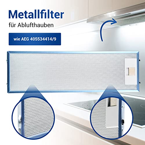 Set 2x Fettfilter Dunstabzugshaube Ersatz für AEG Filter 405534414/9 - AEG Dunstabzugshaube Filter Metall 512x160mm für AEG Dunstabzugshaube