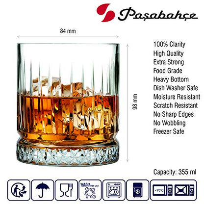 Pasabahce Glas Elysia Water/Sap/Whisky Tumbler 355 ml 4-delige set, transparant (PB Elysia)