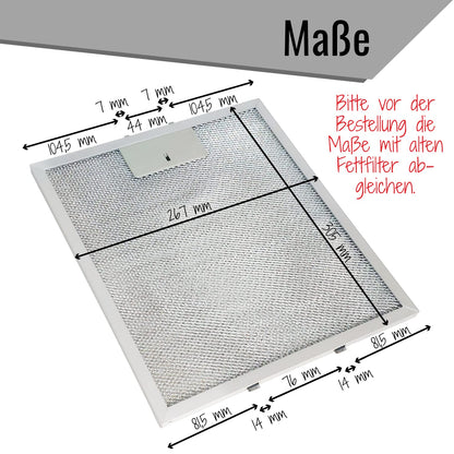 2x Metallfettfilter for Dunstabzugshaube 305x267mm Filtergitter for AEG Electrolux