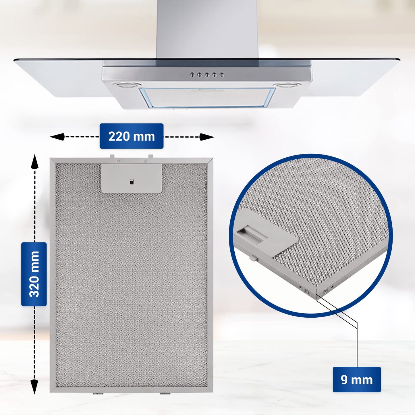 Dunstabzugshaube Filter Metall 320x220mm Ersatz für Bosch 00362380 Fett Filter Dunstabzugshaube Metallfilter / Siemens Filter Dunstabzugshaube