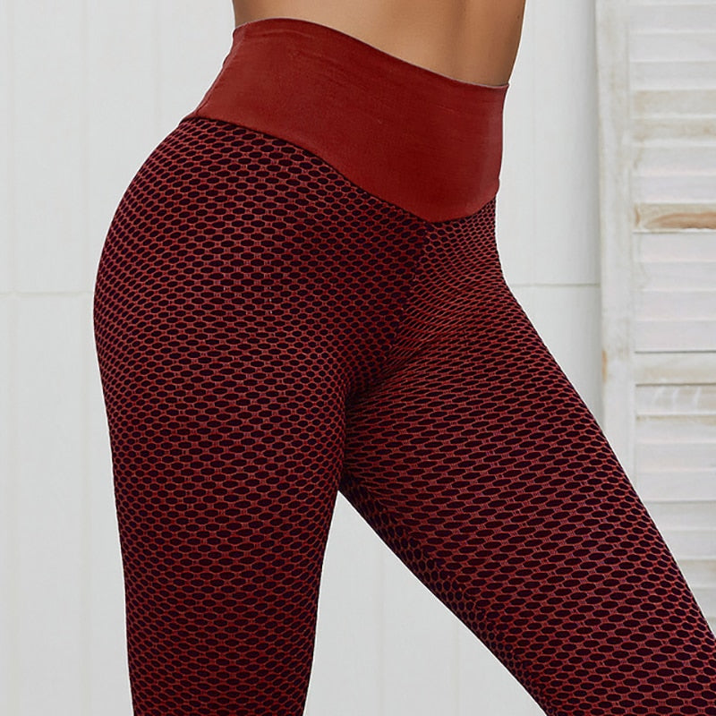 Grid Tights Yogabukser Dame Sømløse Leggings med høy midje Pustende 