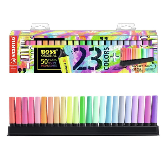 Stabilo Boss Original Pastel 23 Pcs Fluorescent Highlighter Pastel Colors Ink Pens Markers 50th Anniversary Desk Office Set Pen