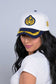 Sailor Cap Unisex White Navy Blue Adjustable Sailor Captain Hat with Rudder Anchor Fedora Cap