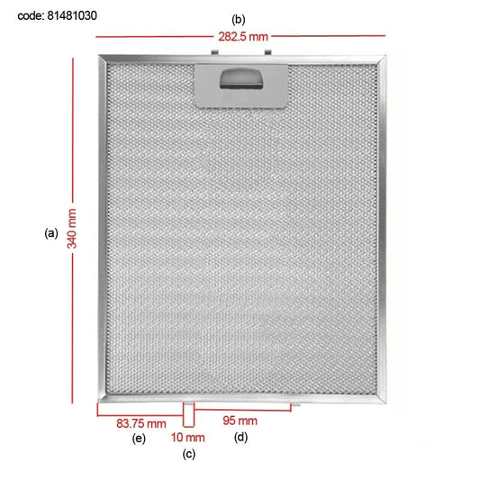 81481030 Range Hood Filter 340x282 mm Cooker Hood Grease Filter Kitchen Extractor Aluminium Aspirator TEKA DY90, DP90, DH90.