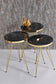 Coffee Table Nesting Table Gold Bendir Wire Home Decor Triple Set Marble Pattern